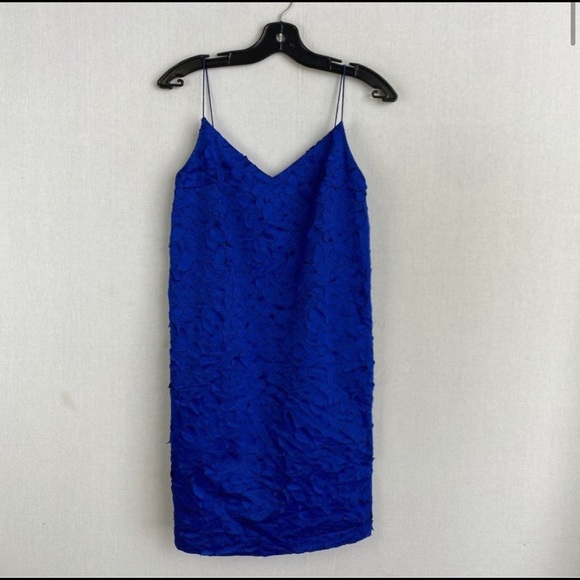 Women's Blue Laser-cut Appliqué Dress - Picture 4 of 6